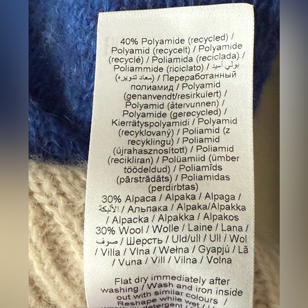 Part Two Raluca Copenhagen Blue Ivory Colorblock Alpaca Wool Blend Sweater Small - Picture 9 of 15